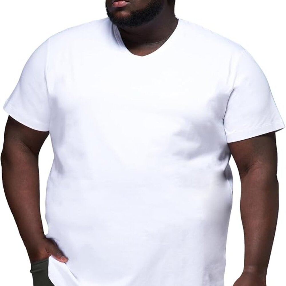 NWOT Strongsize White V-Neck T-Shirt Longer Length Size 3XL - Picture 4 of 6